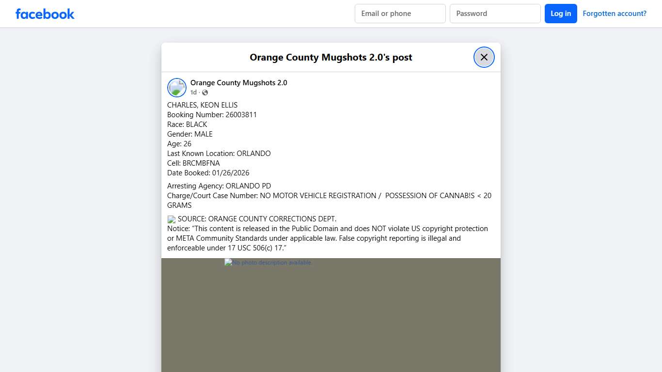 CHARLES, KEON ELLIS Booking... - Orange County Mugshots 2.0 Facebook